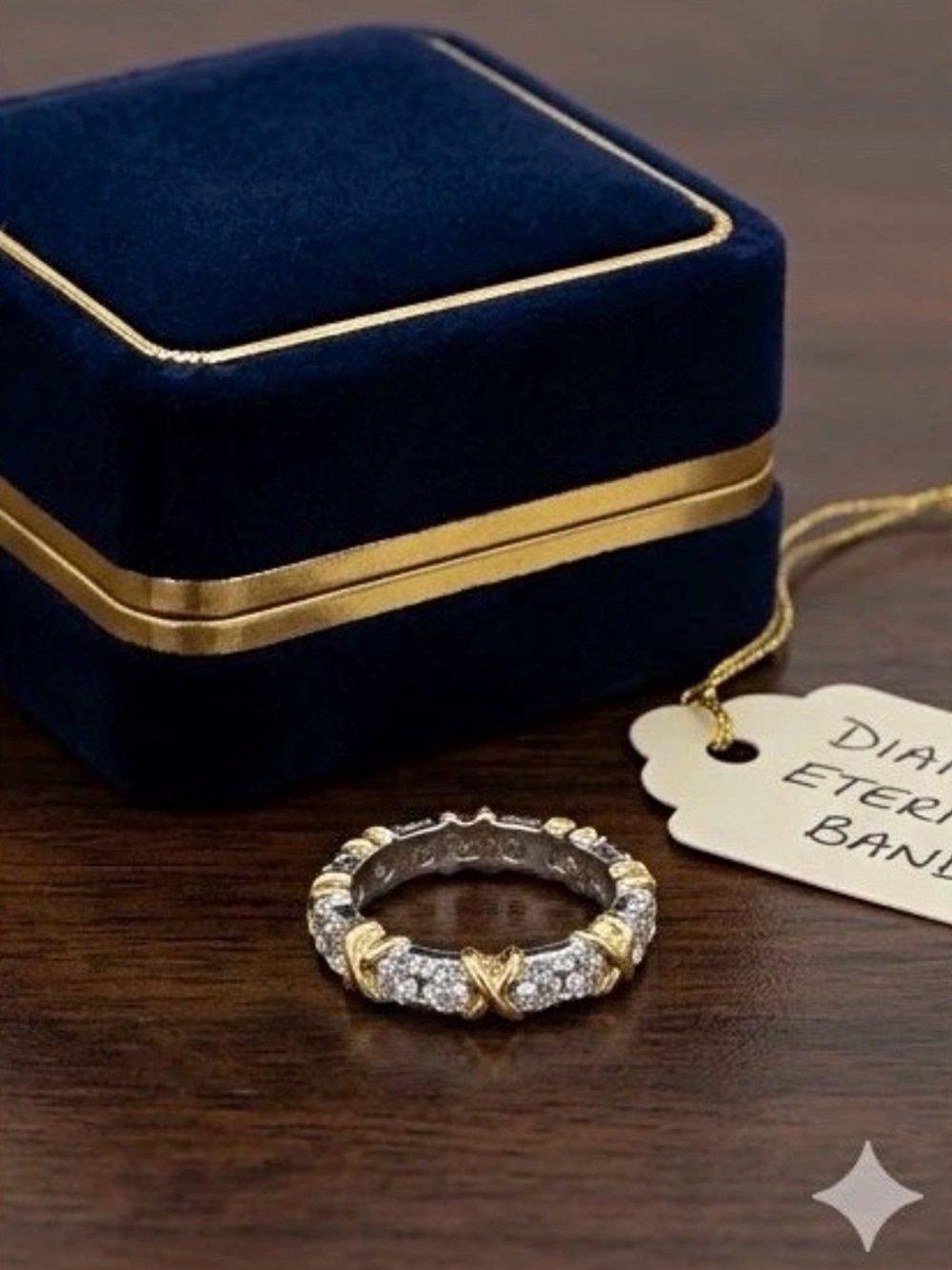 Two-Tone Diamond Eternity Ring in Gold and Silver
